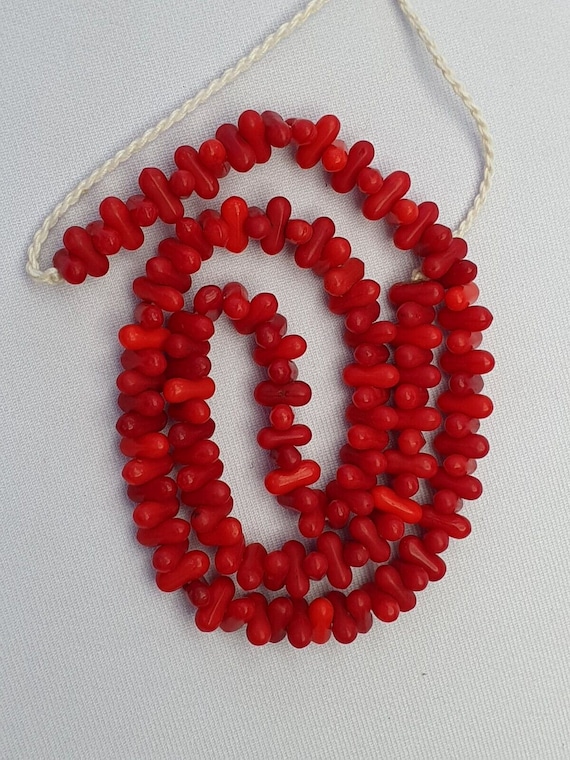 Authentic old beads vintage red color glass beads jewelry necklaceGift