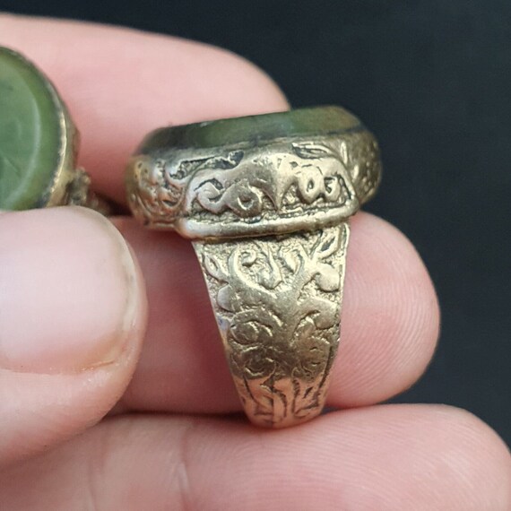 Pair antique old jade stone mystical animal bird … - image 7