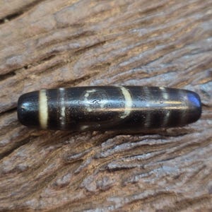 Vintage alte tibetische 2 Augen 5 Streifen Achat Stein Dzi Perle großes Amulett