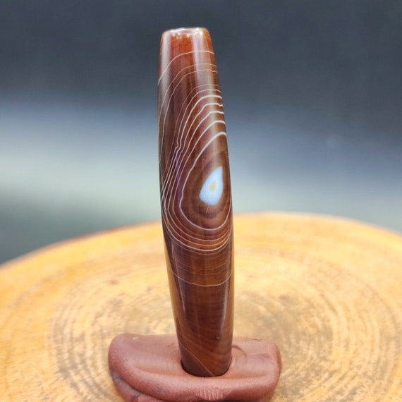 Vintage old yemeni agate natural eye rare pattern banded agate bead  ym-4