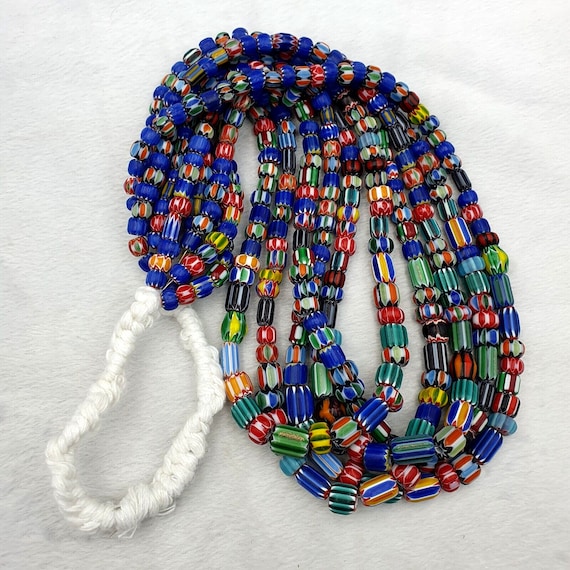 Wholesale 5 strands venetian african style glass multi chevron beads long strandGift