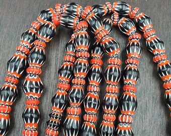 Collier Vintage Perles De Verre Vénitien - Style Bohème Avec Chevron Et Mauvais Yeux - Fait Main En Italie