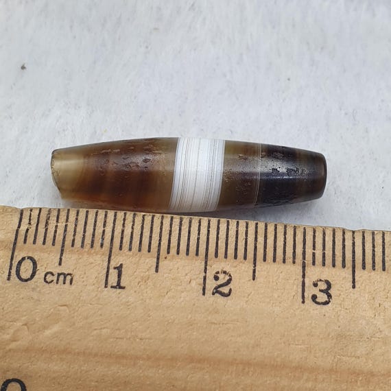 Antique Yemeni Agate Bead 30.3mm Banded Sulemani Large Tribal Focal Bead
