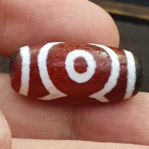 Antique himalayan indo tibetan central asian etched agate bead agt-1