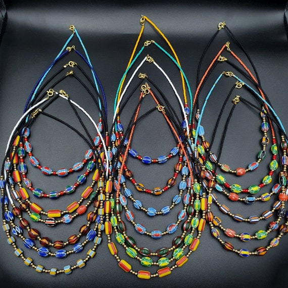 Lot 20 necklaces chevron and seed beads wholesale lot for beads reseller.Gift