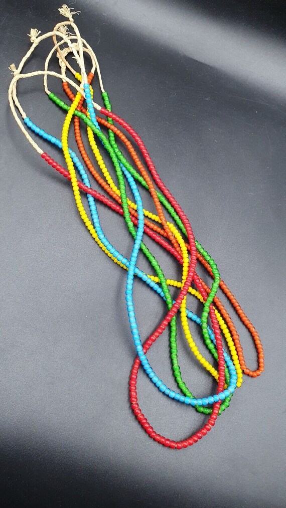 Lot 5 strands 4-4.5mm antique venetian white heart trade beads long strands