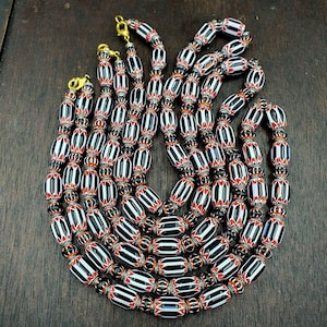 Vintage venetian style black chevron 6 layer beads necklace bb-c3