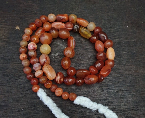 Antique vintage himalayan african afghan carnelian agate old bead necklace