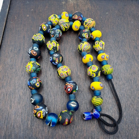 Vintage roman venetian style mosaic glass beads necklace mx-27Gift