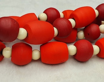Beautiful mate red  round beautiful glass beads long strand necklace