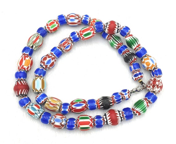 Stunning vintage venetian trade old african glass chevron beads necklaceGift