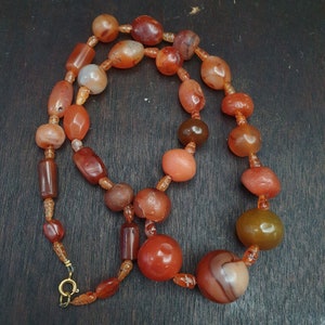 Old ancient persian himalayan carnelian beads agate jewelry necklaceGift