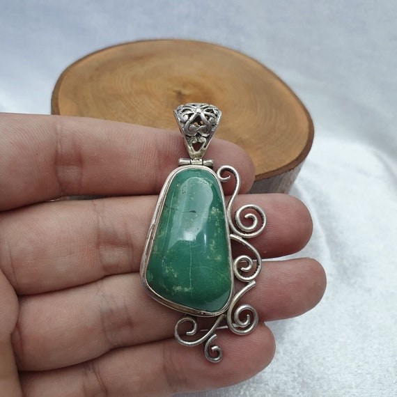 Big men's 925 sterling silver turquoise  necklace pendant 20.6 grams