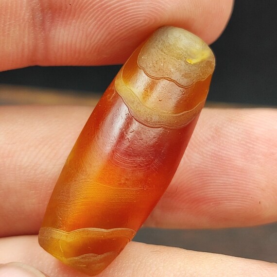 Antique yemeni old agate middle eastern red, yellow agate bead -2y