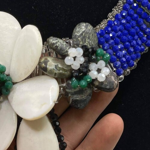 Wonderful shops Vintage Beaded Handmade Chain Bib Choker Multi Color Collar Statement Necklace Ethnic Maxi Necklaces For Women