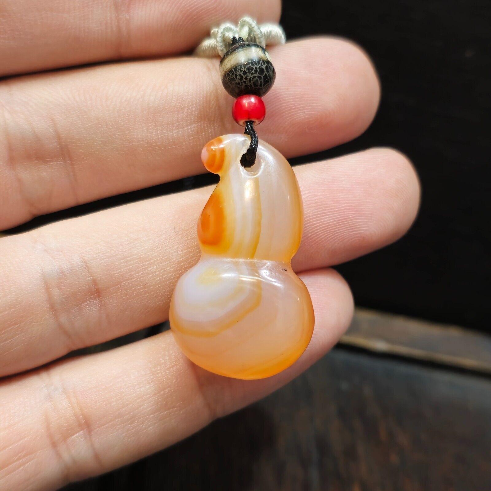 ユニークなチベットヒマラヤオレンジアイアゲートのお守りビーズ #20