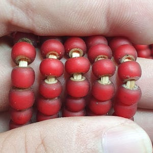 6.5 mm antique venetian white heart african trade beads long strand