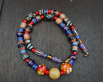 Venetian African Style Vintage Unique Pattern Glass Beads