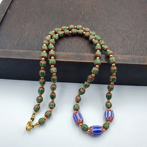 Venetian style trade beads vintage mix chevron beads necklace bch-34