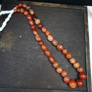 Antique vintage himalayan african afghan carnelian agate old bead necklace