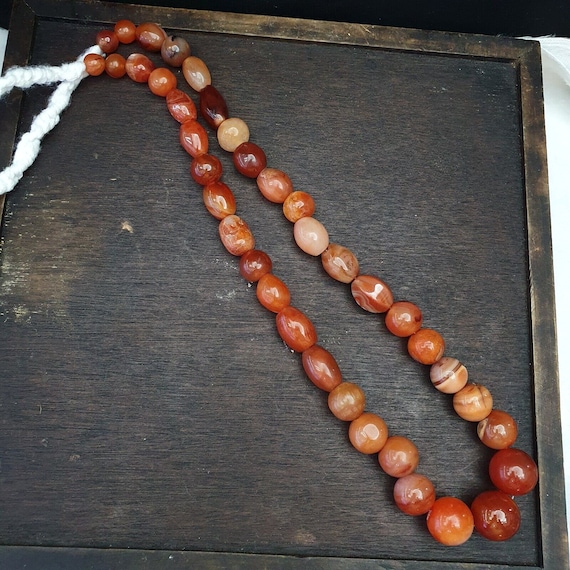 Antique vintage himalayan african afghan carnelian agate old bead necklace