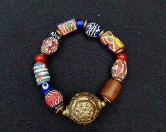 Vintage african glass beads with afghan bead bracelet