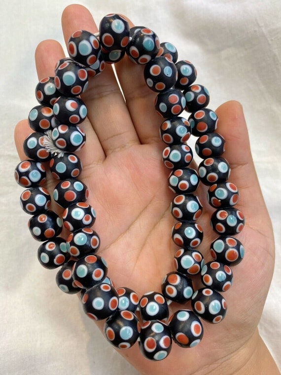 Vintage skunk hundred eyes glass beads 14mm approximately 90 beadsGift