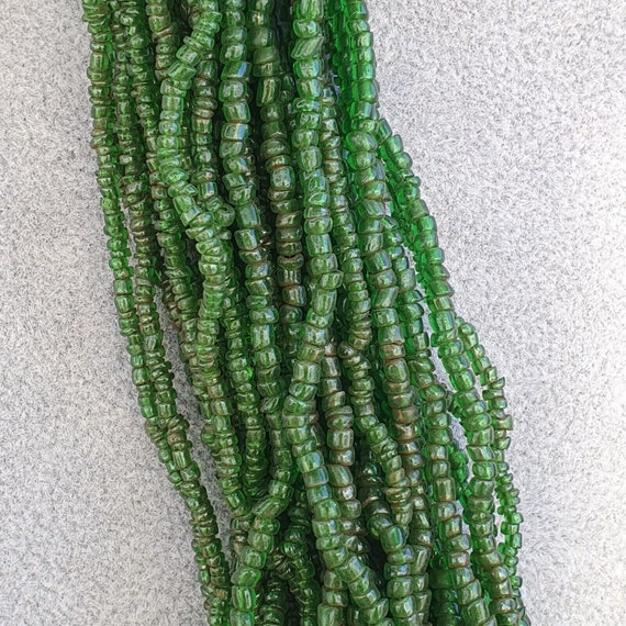 Vintage tiny green afghan glass beads afghanistan… - image 8