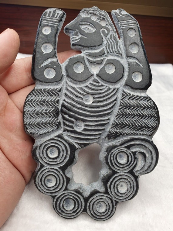 Ancient jiroft civilization chlorite stone figure of mystical muscular menGift
