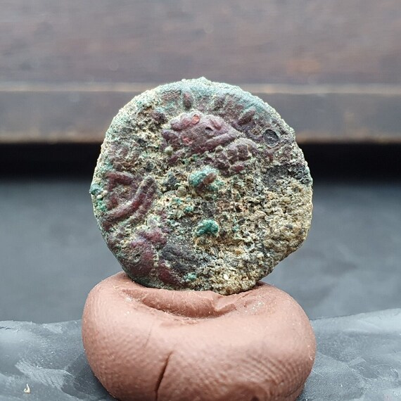 Ancient antique rare greek kushan empire bronze coin (circa 55-105ad) cnl#3