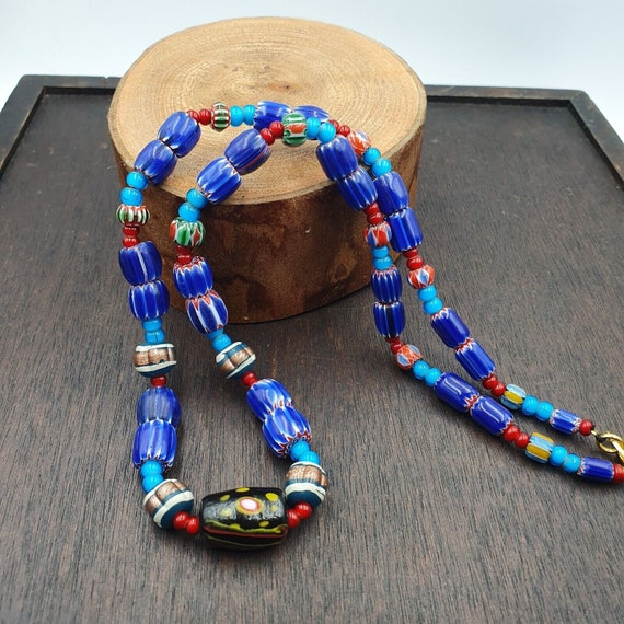 Fusion of elegance venetian inspired beadwork chevron beads necklace nc-501