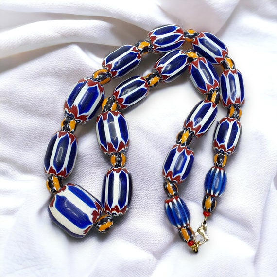 Vintage chevron and white heart venetian beads glass beads necklace nc-108Gift