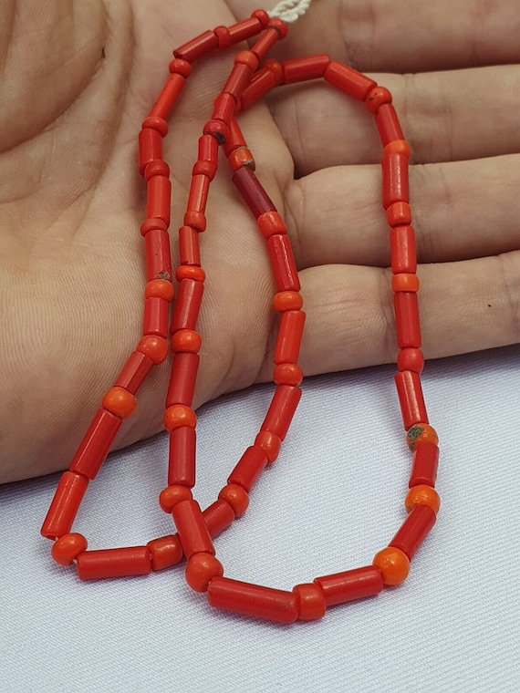 Vintage old beads orange color glass beads jewelry necklaceGift