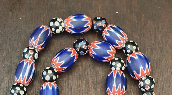 Antique vintage venetian inspired chevron thousand eyes beads necklace Gift