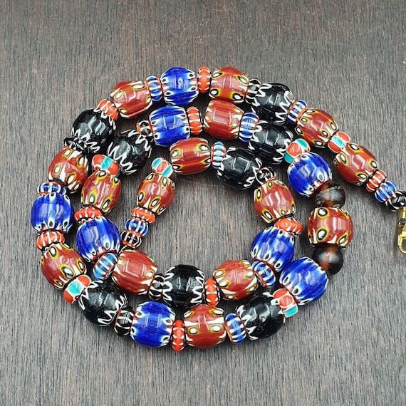Vintage chevron venetian style multilayers glass beads necklace 15mm mch-1Gift