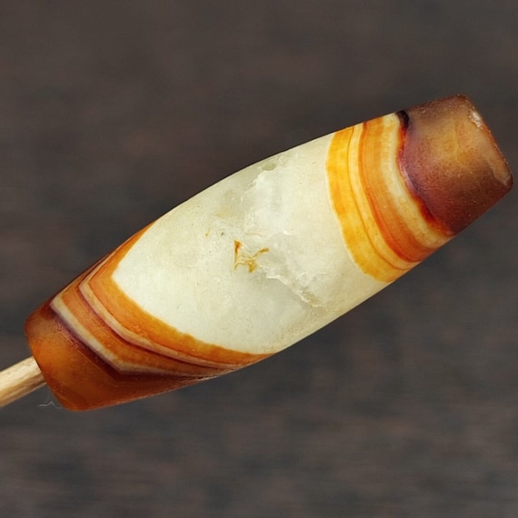 Antique yemeni old crystal agate middle eastern red, yellow agate bead -5y