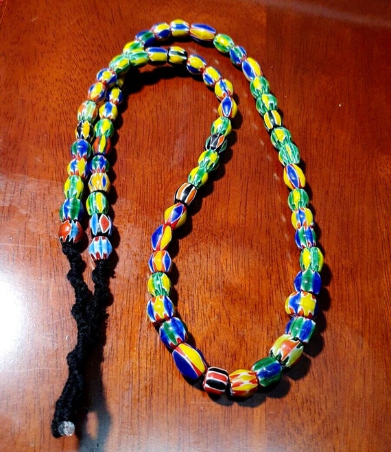 Venetian inspired glass beads melon chevron beads necklace #115Gift