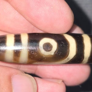 Vintage alte Himalaya Indo Tibetanische 2-Augen Achat Perle einzigartige Muster