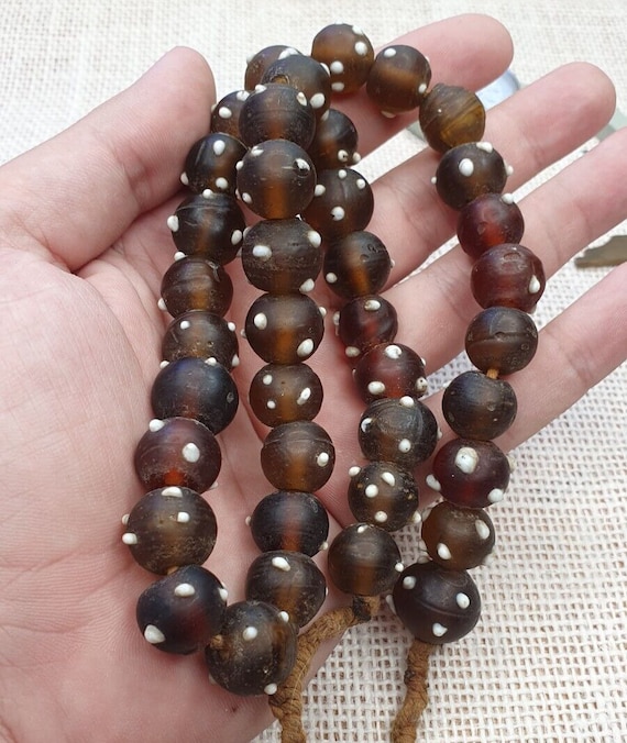 Vintage african trade beads skunk, venetian glass  beads necklace strandGift