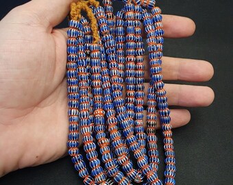 Vintage venetian trade style beads old multi glass chevron beads strand 9mm