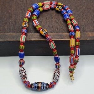 Chevron and white heart venetian beads african glass beads necklace #nc-102Gift