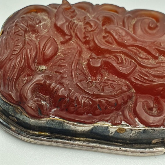 Tibetan vintage natural red carving agate dragon … - image 3
