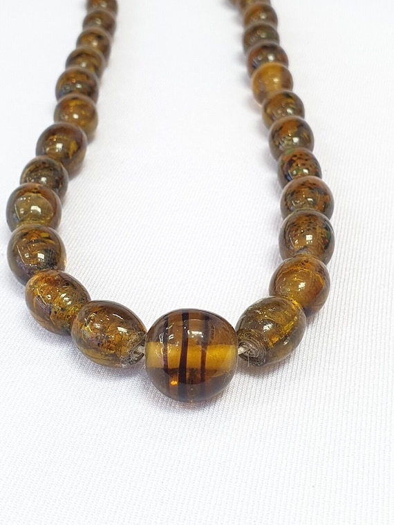 Vintage  glass beads amber yellows fancy trade beads 12x14mm long strandGift