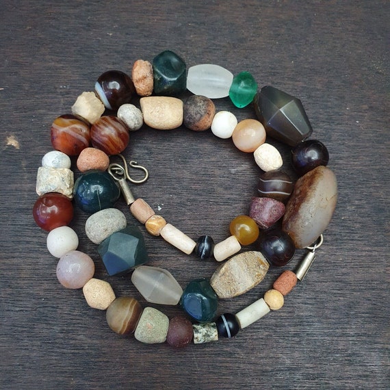 Antique ancient himalayan and african beads strand necklace #nc130 Gift