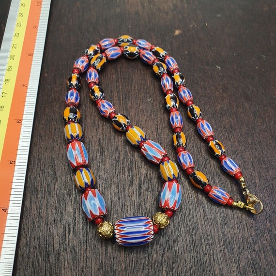 Colorful vintage chevron venetian style chevron beads necklace bnc-3