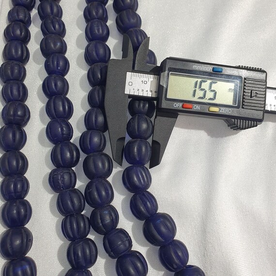Vintage cobalt blue glass antique beads 15-16mm necklaceGift
