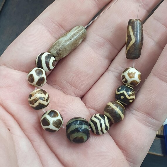 Vintage Myanmar Petrified Wood Beads | Burmese Heirloom Jewelry Supplies (Lot 11)