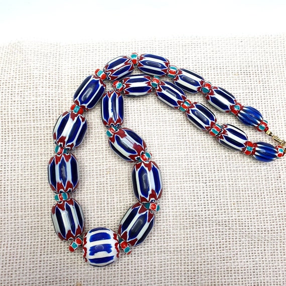 Vintage chevron and white heart venetian beads glass beads necklace nc-1010Gift