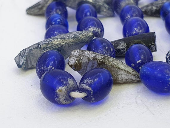 Old beads blue glass with ancient roman glass jewelry necklace antiquityGift