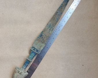 Ca.1000-800 bc ancient greek archaic period bronze sword with stone pomel #sw4